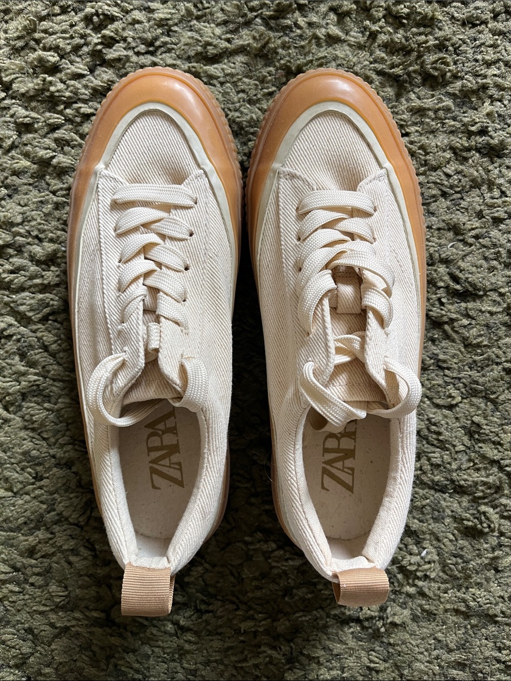 Zara Ecru Rubber Sole Sneakers